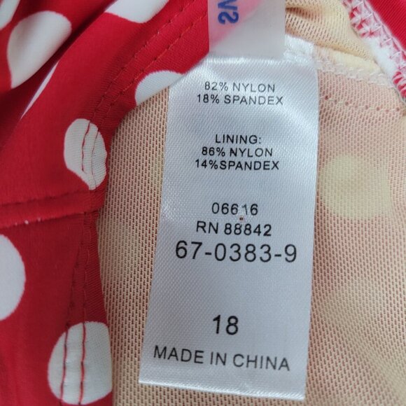 Red With White Polka Dot Bikini Top Plus Size 18 Ruched Padded Triangle Halter - Picture 8 of 8